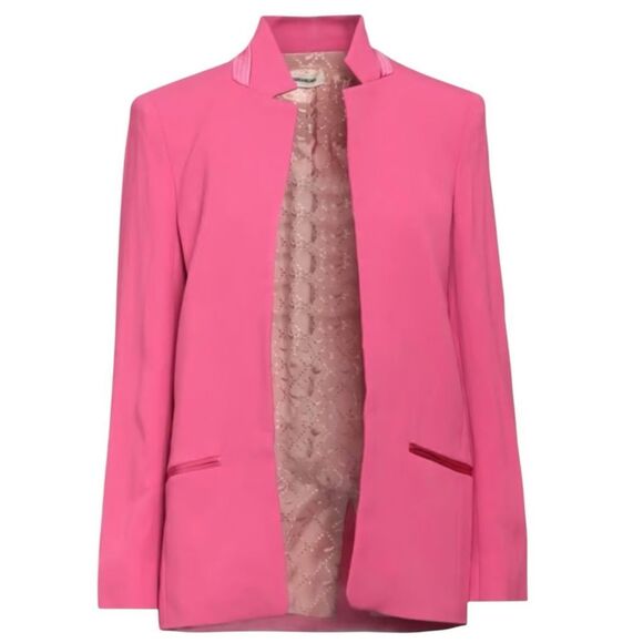 Zadig & Voltaire Jacket Blazer XS Open Front Raspberry Pink $698 Satin Trim - Picture 2 of 15